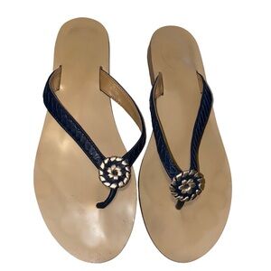 Jack rogers navy leather flip flop sandals size 9.5